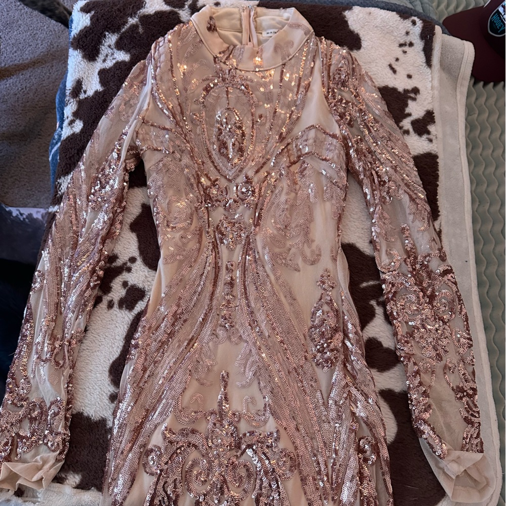 Sequin Embellished Long Sleeve Dress